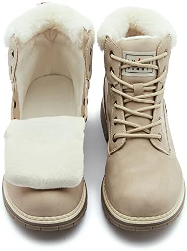 ANJOUFEMME Womens Hiking Snow Winter Boots - Waterproof Outdoor Ankle Boots for Women Comfortable Warm Fur Boots for Backpacking Cycling