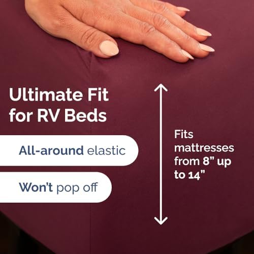 Short Queen Size 4 Piece Bed Sheet Set - RV Short Queen Sheets - Burgundy