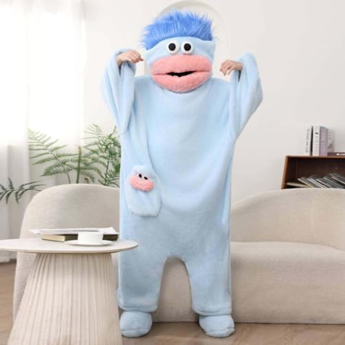 Adult Big Mouth Monster Onesie with Giant Comb, Funny Halloween Cosplay Outfit for Christmas Party Sleepwea