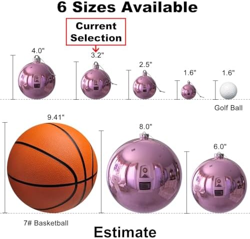 Bubblegun Pink 3.2" Large Christmas Balls - Christmas Tree Decoration Ornaments Shatterproof Hanging Balls for Birthday Halloween Holiday Wedding Decorations Set of 24pcs