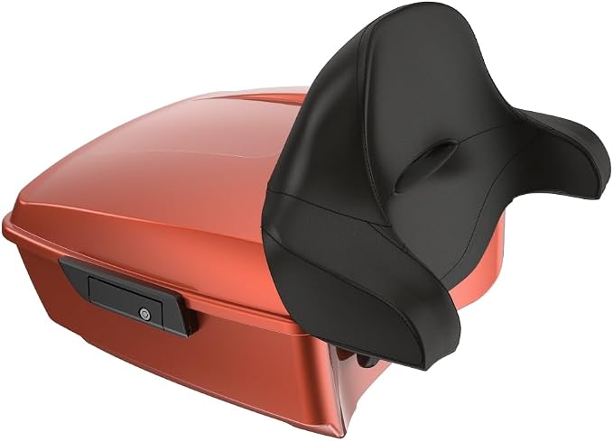 Advanblack Road Glide Tour Trunk Pack Orange Lava King Tour Trunk Pack Luggage +Wrap-Around Backrest Pad for '97-'25 Harley Touring Road King Street Glide Electra Glide CVO models
