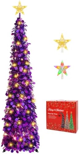 5FT Pop Up Christmas Tree with Lighted Top Star for Christmas Decorations