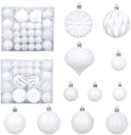 Christmas Tree Balls Ornaments Set, 48 Pcs Shatterproof Plastic Decorative Baubles Shiny Hanging Ball Ornaments for Xmas Tree Holiday Party Wedding Decoration, White