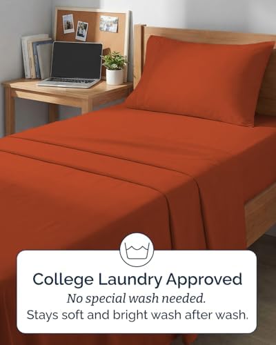 Twin XL Size 3 Piece Sheet Set - Breathable & Cooling Sheets - Terracotta