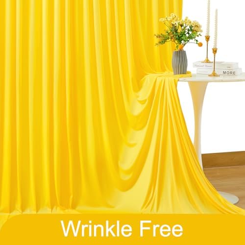 Yellow Backdrop Curtain for Parties Wrinkle Free Lemon Yellow Photo Curtains Backdrop Drapes Fabric Decoration for Birthday Party Wedding Baby Shower 5ft x 8ft,2 Panels