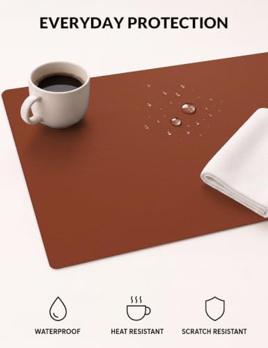 Leather Desk Pad Protector, 31.5" x 15.7", Brown Desk Mat