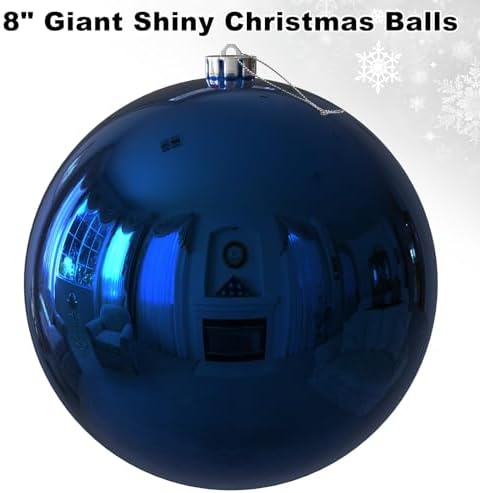 Navy Blue 8.0" Extra Large Christmas Balls Ornaments - Christmas Tree Decorations Shatterproof Shiny Hanging Balls for Birthday Holiday Wedding Decorations Set of 2pcs