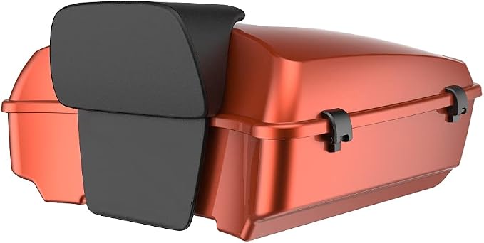 Advanblack Road Glide Tour Trunk Pack Orange Lava Chopped Tour Trunk Pack Backrest Pad for '97-'25 Harley Touring Road King Street Glide Electra Glide CVO models