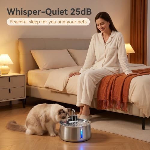 Dog Water Fountain, 4.0L/135oz Large Automatic Pet Water Dispenser with 4000mAh Battery (60-Day Runtime), 3 Working Modes & 25dB Ultra Quiet,for Cats and Dogs