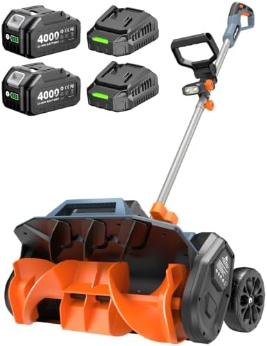 40V Electric Snow Shovel, 16 Inch Brushless Cordless Snow Blower with Wheel