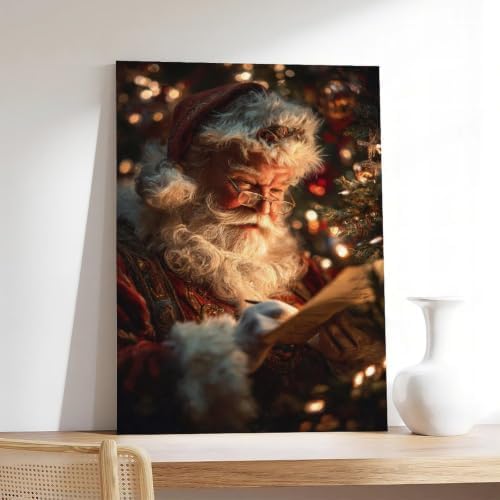 JDBeehpy Classic Santa Claus Writing Notes Wall Art Poster Framed 12x18inch
