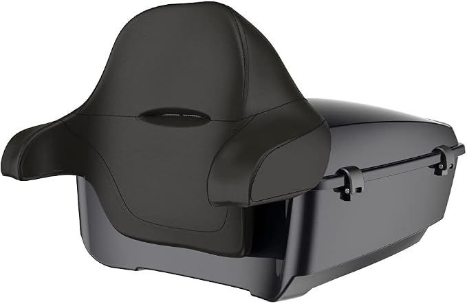 Advanblack Road Glide Tour Trunk Pack Black Pearl King Tour Trunk Pack Luggage + Wrap-Around Backrest Pad for '97-'25 Harley Touring Road King Street Glide Electra Glide CVO models