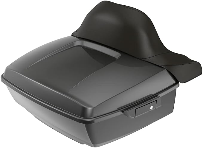 Advanblack Road Glide Tour Trunk Pack Gray Haze King Tour Trunk Pack Luggage +Wrap-Around Backrest Pad for '97-'25 Harley Touring Road King Street Glide Electra Glide CVO models