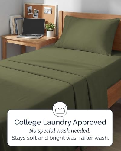 Twin XL Size 3 Piece Sheet Set - Breathable & Cooling Sheets - Sage Green