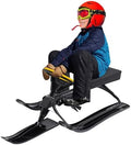 Snow Sled, Baby Sled with Steering Wheel Double Brakes, Durable Steel Frame Ice Fishing Sled for Skiing, Ice Skating, and Sand Skiing, can Bear 220 Lbs, Black