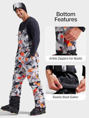 FREE SOLDIER Mens Snow Bibs Ski Snow Pants Softshell Ski Bib Overalls