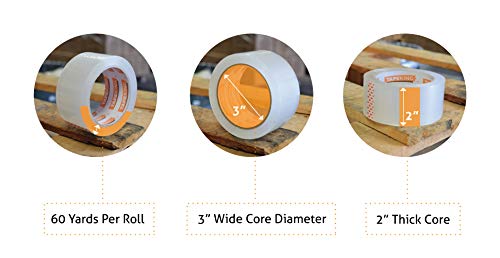 Tape King Clear Packing Tape - 60 Yards Per Roll (Pack of 6 Rolls) - Stronger & Thicker 2.7mil, Heavy Duty Adhesive Industrial Depot Tapes for Moving Packaging Shipping, Office & Storage