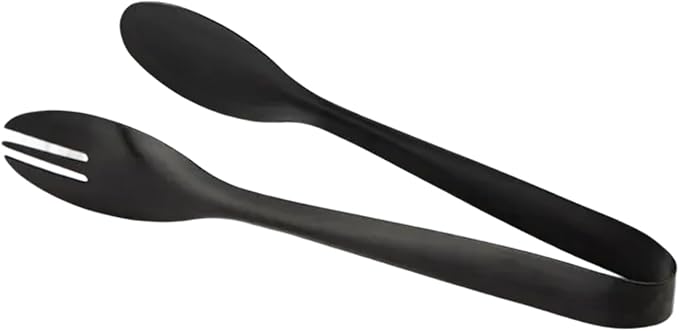 Stainless Steel Serving Tongs, Elegant Table Tongs for Dining (Matte Black)