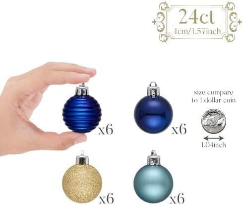 Valery Madelyn Small Christmas Tree Decorations Ball Ornaments 24ct 1.57"