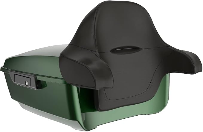Advanblack Road Glide Tour Trunk Pack Kinetic Green King Tour Trunk Pack Luggage +Wrap-Around Backrest Pad for '97-'25 Harley Touring Road King Street Glide Electra Glide CVO Models