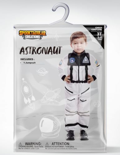 Spooktacular Creations Astronaut Costume with Helmet, Space Suit for Toddler, Kids Astronaut Halloween Costume for Cosplay