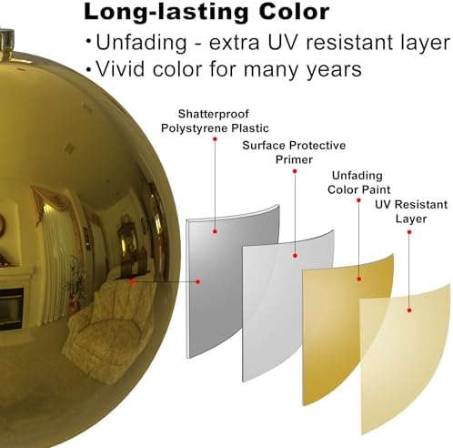 Gold 8.0" Extra Large Christmas Balls Ornaments - Christmas Tree Decorations Shatterproof Shiny Hanging Balls for Birthday Holiday Wedding Decorations Set of 2pcs