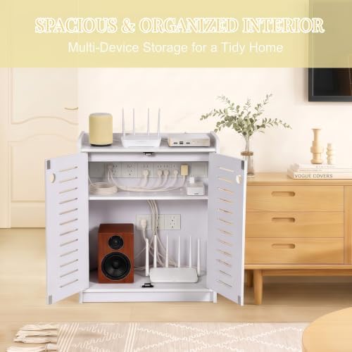 WiFi Router Storage Cabinet, Router Hider Box, Elegant White