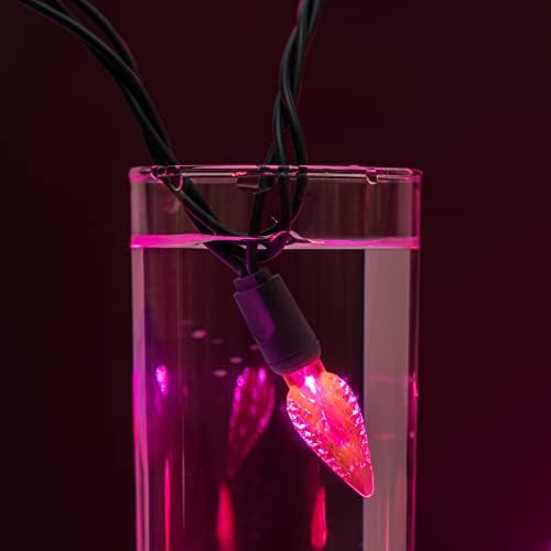 YULETIME 140 Pink C6 Christmas String Light, 2-Set 36 ft 70ct One-Piece LED
