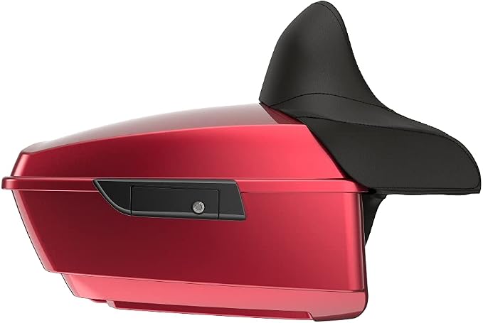 Advanblack Road Glide Tour Trunk Pack Velocity Red Sunglo King Tour Trunk Pack Luggage +Wrap-Around Backrest Pad for '97-'25 Harley Touring Road King Street Glide Electra Glide CVO models
