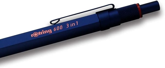 rOtring 2159367 Rottling Multifunction Pen 600 Iron Blue 3 in 1 Ballpoint Pen 2 Colors (Red & Black) & Mechanical Pencils in Gift Box