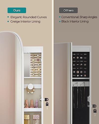 SONGMICS Jewelry Organizer, LED Jewelry Cabinet, Wall/Door Mounted