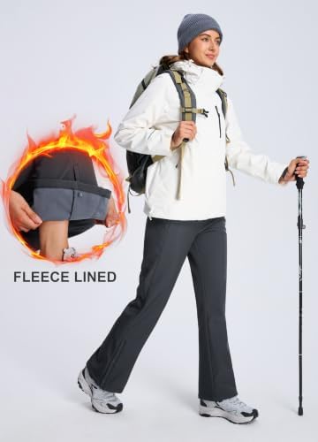 Libin Women's Fleece Lined Pants Hiking Snow Ski Water Resistant Flared Leg