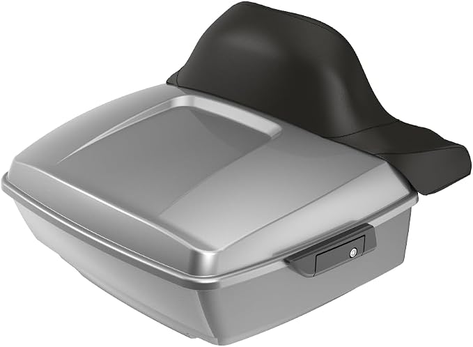 Advanblack Road Glide Tour Trunk Pack Dark Platinum King Tour Trunk Pack Luggage +Wrap-Around Backrest Pad for '97-'25 Harley Touring Road King Street Glide Electra Glide CVO models