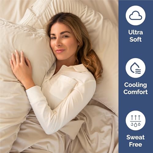 Split King Size 5 Piece Sheet Set - Breathable & Cooling Sheets - Wheat