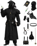 Adult Plague Doctor Costume Set for Men Renaissance Medieval Costumes with Accessories for Halloween Cosplay