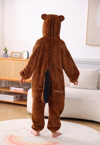 Animal Onesie Pajamas for Kids, Soft Flannel Halloween Cosplay Costume for Boys Girls