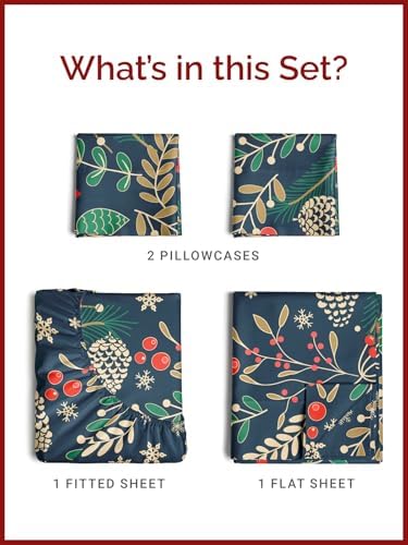 Christmas Sheet Set, Christmas Joy, Holiday Xmas Bedding Set - Queen Size