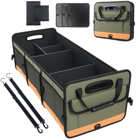 Trunk Organizer for Suv, Sturdy Storage Organization with Non-Slip Bottom Strips, 95L Large Capacity Cargo Organizer for Car, Truck, Sedan, Waterproof Portable Car Organizers for Women Men(Green)