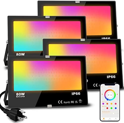MELPO LED Flood Light Outdoor 800W Equivalent 8000LM RGB Landscape Lighting