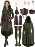 10 Pcs Women Renaissance Halloween Fairy Costumes Medieval Elf Dress S-XXL