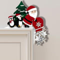 2024 Christmas Door Topper Holiday Home Decor Funny Snowman Santa Claus Top Door Frame Corner Sign Decorations, Windows Walls DIY Craft for Christmas Party Ornament (Penguin)