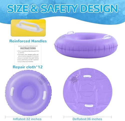 Shappy 4 Pack Inflatable Snow Tubes Heavy Duty