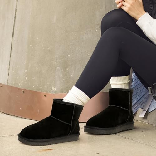 DREAM PAIRS Women's Genuine Suede Winter Mini Snow Boots