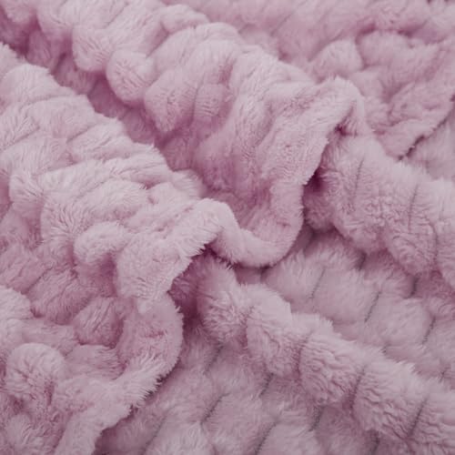 Puncuntex Light Purple Throw Blanket 50"×60" Fuzzy 3D Jacquard Decorative