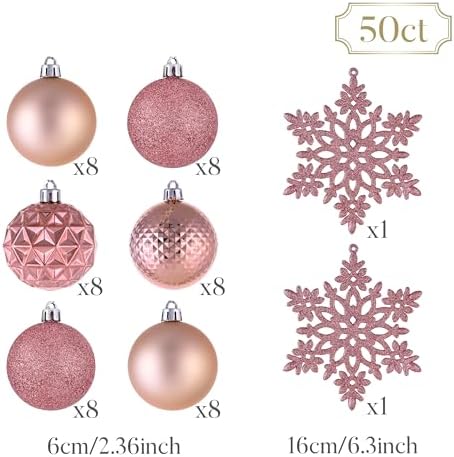 Valery Madelyn 50ct Christmas Tree Decorations Ball Ornaments 2.36 Inches