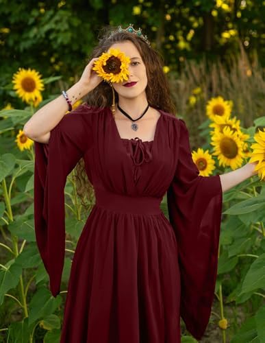 Scarlet Darkness Renaissance Costume Women Pirate Medieval Maxi Dress