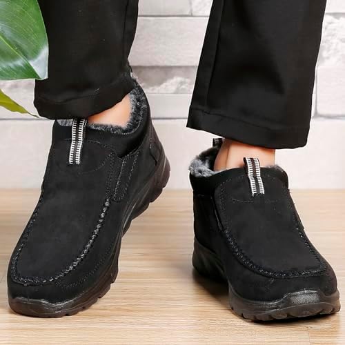 COSIDRAM Mens Shoes Winter Snow Boots Slip On Warm Cotton Padded Loafers