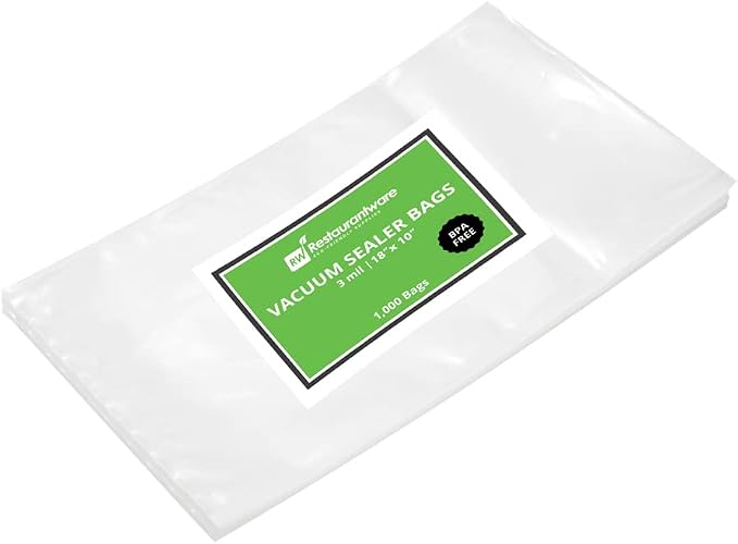 Restaurantware Fresh Hero 18 x 10 Inch Vacuum Sealer Bags, 1000 Food Storage Bags - 3 mil Thick, Microwavable, Clear Plastic Sous Vide Bags, Freezable, For Storing Food Or Sous Vide Cooking