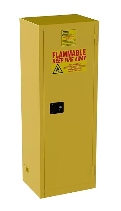 Jamco 24 Gallon Steel Flammable Safety Cabinet, Manual Doors, Yellow | All-Welded Double-Wall Steel Flammable Storage Cabinet, Lockable Doors, 23"W X 18"D X 65"H, Osha & Fm Certified, Made In Usa