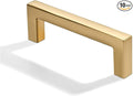 khtumeware 10 Pack 3 inch(76mm) Hole Center Brushed Brass Cabinet Pulls Solid Heavy-Duty Square Satin Brass Cabinet Handles Drawer Pulls Kitchen Cabinet Hardware Kitchen Handle